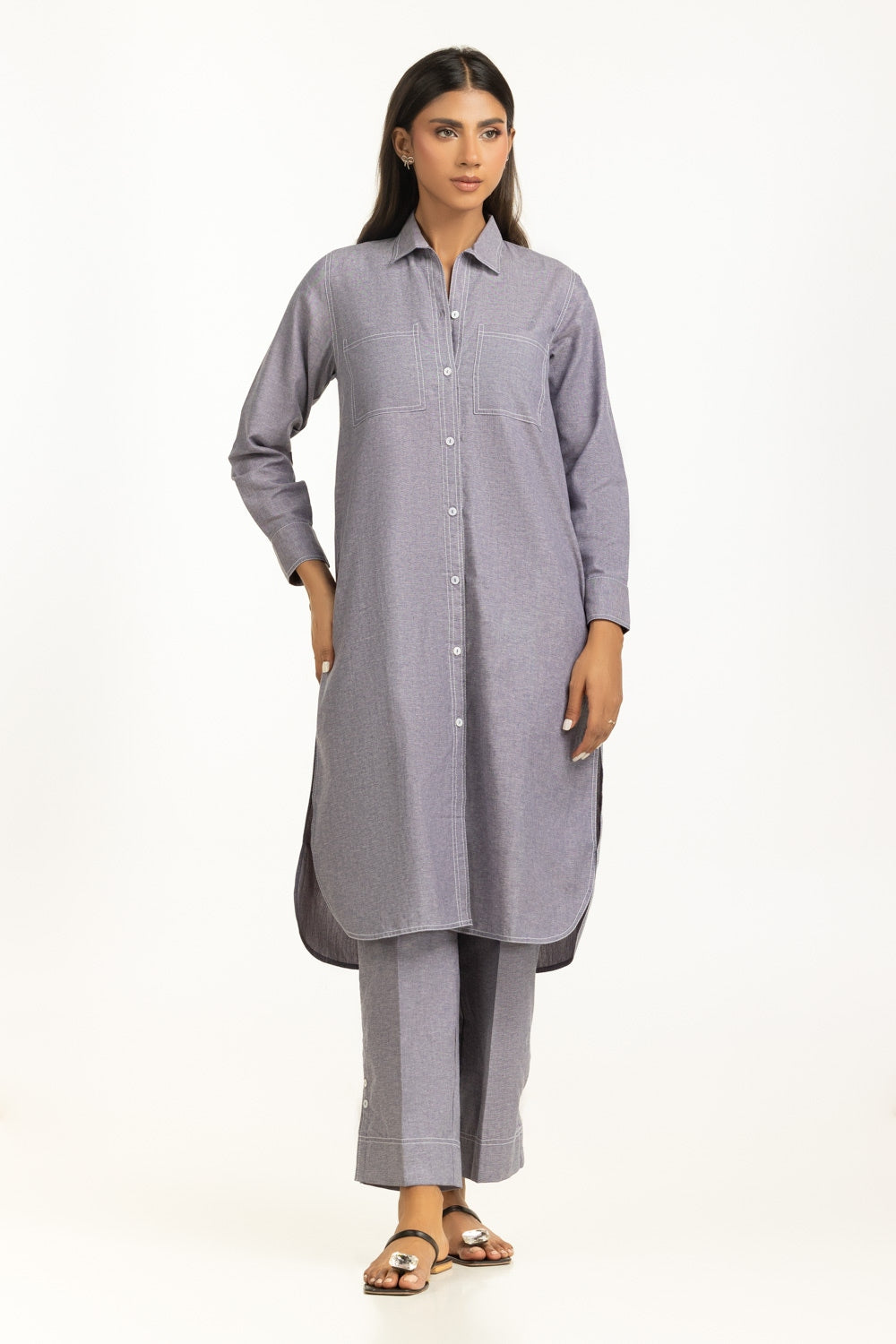 Chambray Button Down Co-Ord Set IPST-44560