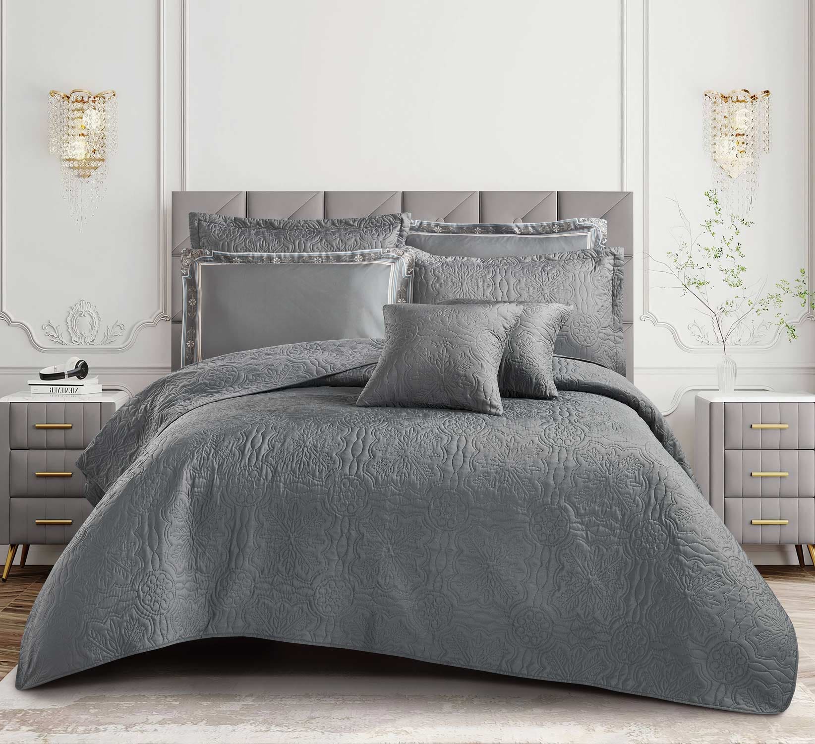 Charcoal 7 Pcs Luxury Bed Spread Set
