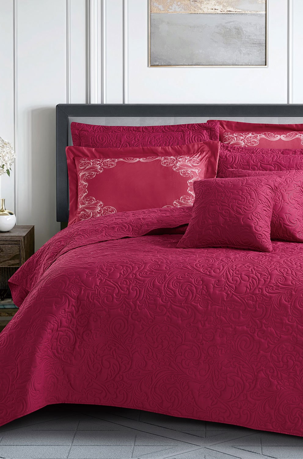 Cherries 7 Pcs Luxury Bed Spread Set