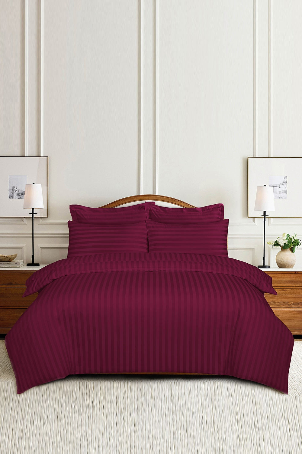 Cherries Stripe Satin T-250 Quiltcover Set