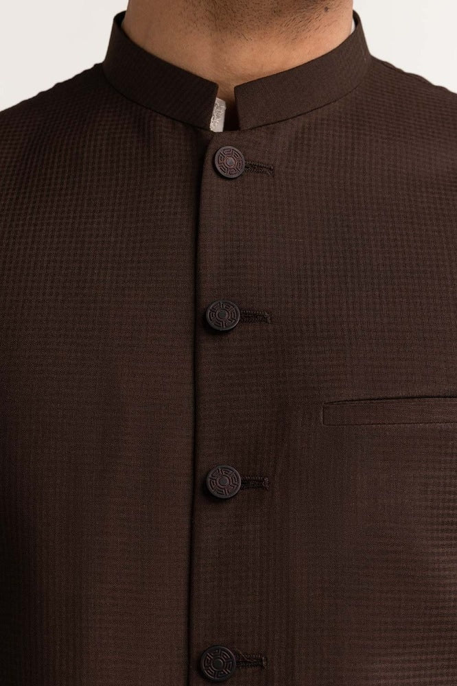 Chocolate Brown Basic Waist Coat WC-PD24-009