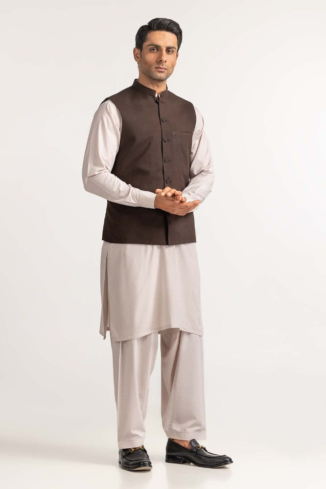 Chocolate Brown Basic Waist Coat WC-PD24-009