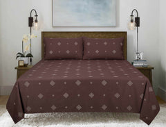 Chocolate Dyed Embroidered T-150 Bed Sheet Set