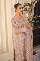 3 Piece Foam and Gold Printed Lawn Unstitched Suit CL-42169 A