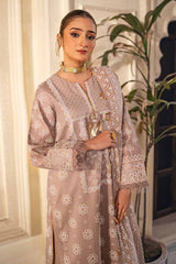 3 Piece Foam and Gold Printed Lawn Unstitched Suit CL-42169 A