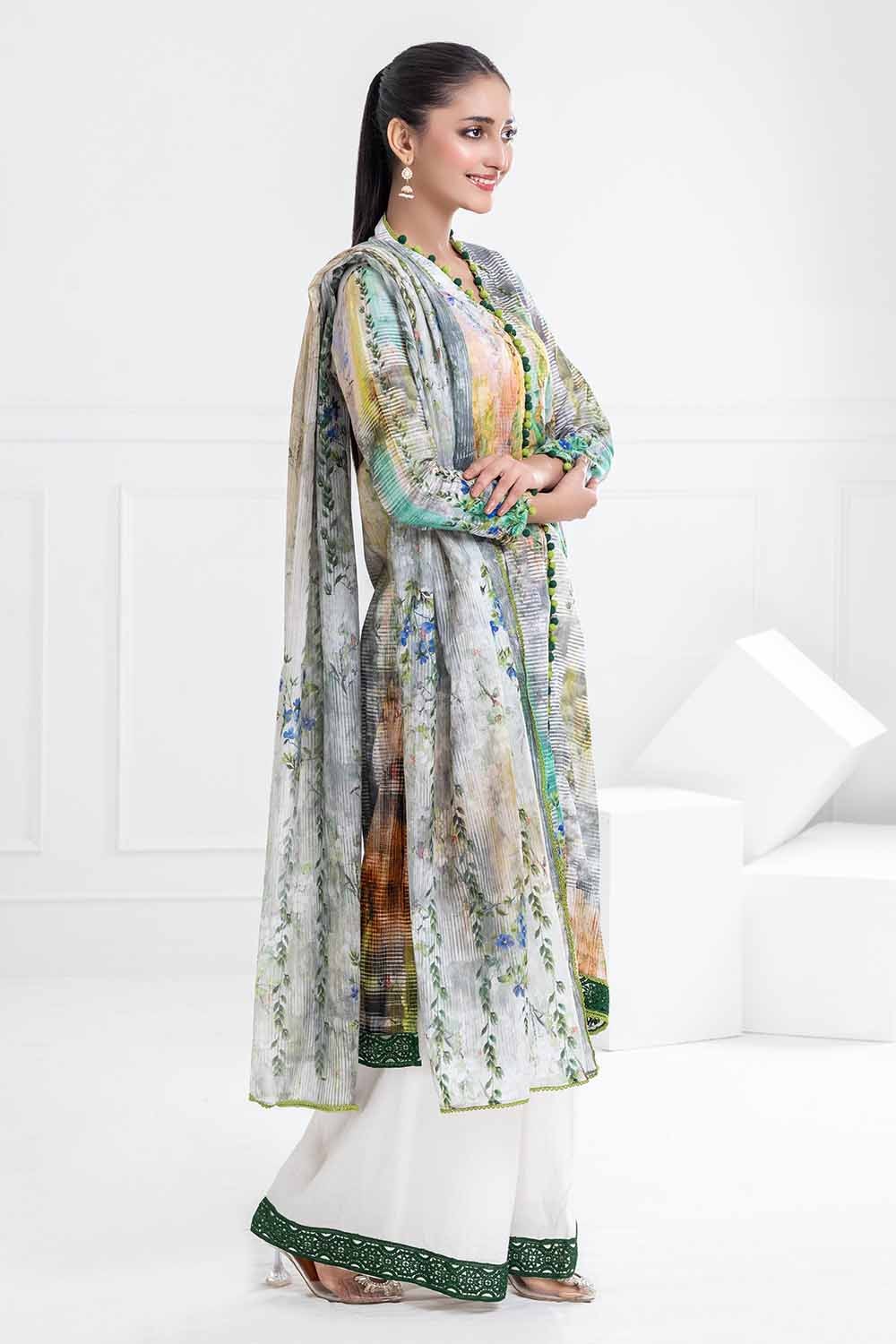 3 Piece Unstitched Printed Lawn Suit CL-52062