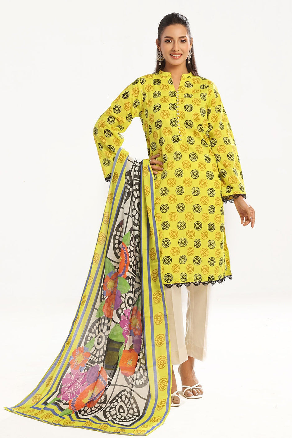 3 Piece Unstitched Printed Lawn Suit with Printed Lawn Dupatta