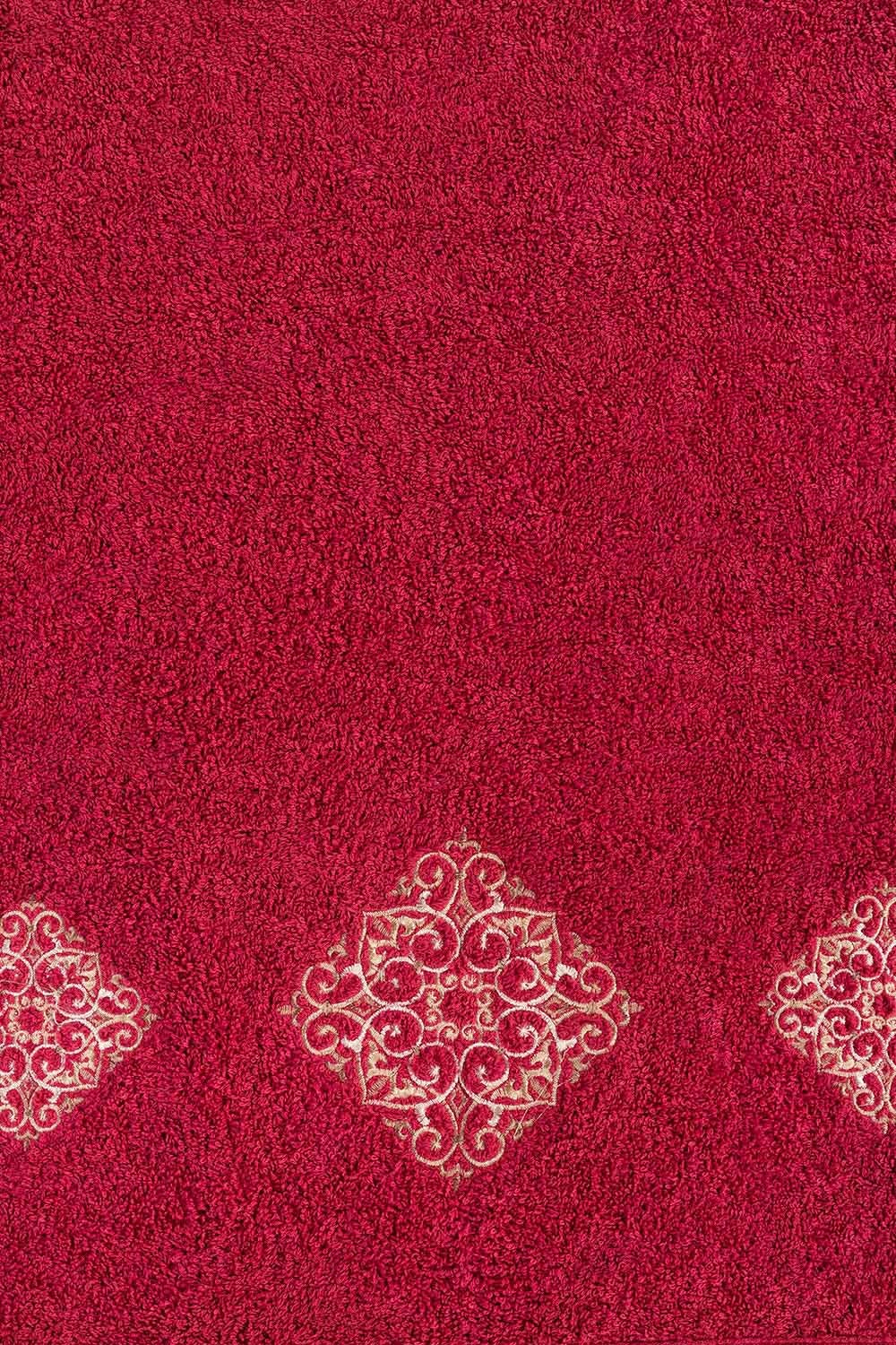 Claret Combed 3Pc Embroidered Towel Set