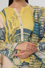 3 Piece Unstitched Embroidered Lawn Suit with Slub Stripe Dupatta Dupatta CLF-42006