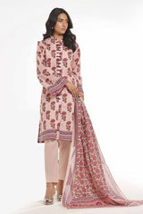3 Piece Unstitched Printed Lawn Suit with Cotton Silk Dupatta CLF-42008