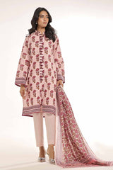 3 Piece Unstitched Printed Lawn Suit with Cotton Silk Dupatta CLF-42008