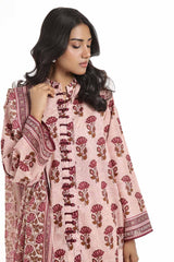 3 Piece Unstitched Printed Lawn Suit with Cotton Silk Dupatta CLF-42008