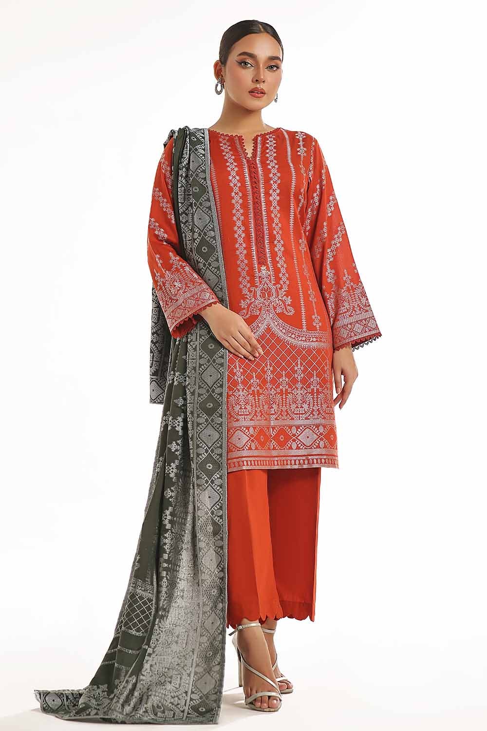 3 Piece Unstitched Jacquard Suit with Jacuard Dupatta CLF-42023 A