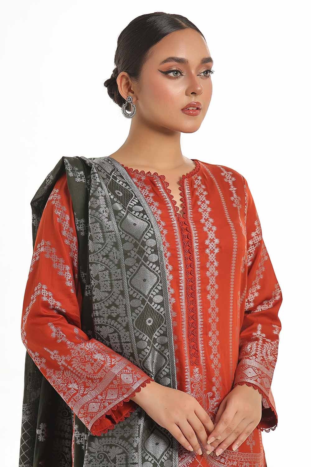 3 Piece Unstitched Jacquard Suit with Jacuard Dupatta CLF-42023 A