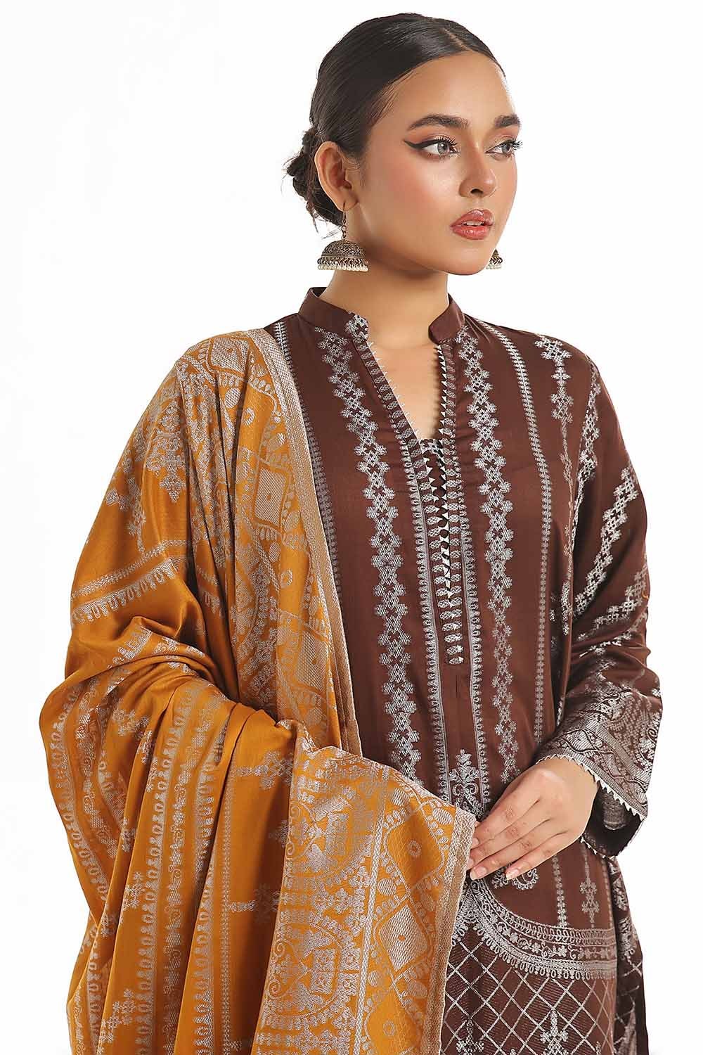 3 Piece Unstitched Jacquard Suit with Jacuard Dupatta CLF-42023 E