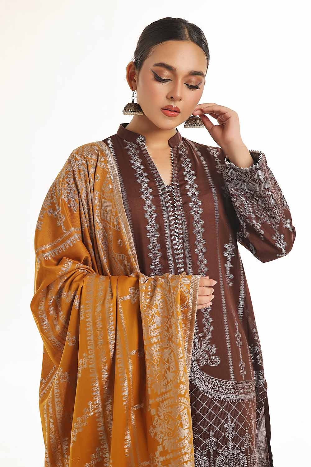 3 Piece Unstitched Jacquard Suit with Jacuard Dupatta CLF-42023 E