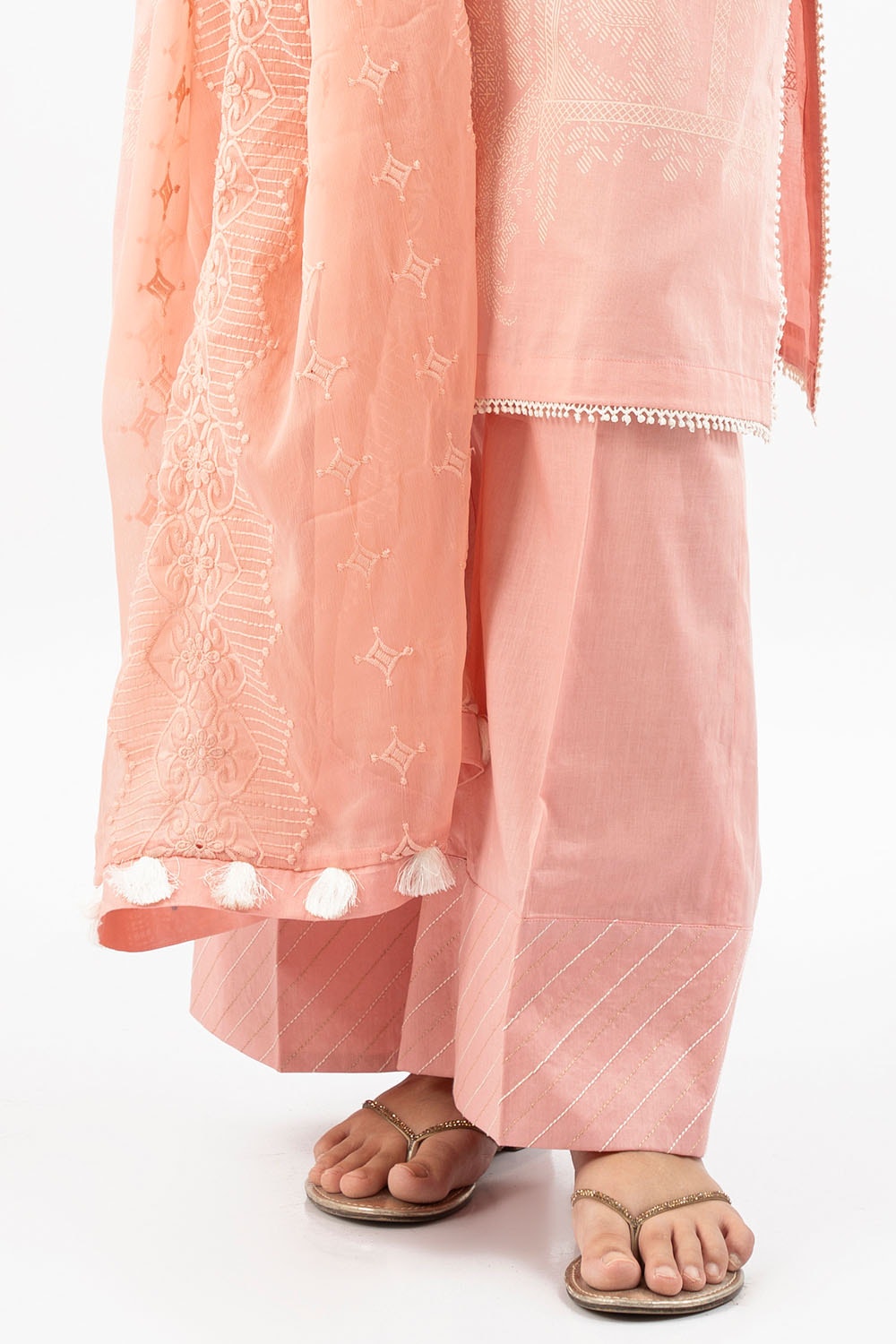3 Piece Unstitched Embroidered Lacquer Printed Suit with Embroidered Chiffon Dupatta CLF-42041