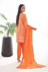 3 Piece Unstitched Lacquer Printed Suit with Embroidered Chiffon Dupatta CLF-42042