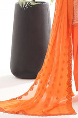 3 Piece Unstitched Lacquer Printed Suit with Embroidered Chiffon Dupatta CLF-42042