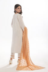 3 Piece Unstitched Embroidered Lacquer Printed Suit with Embroidered Chiffon Dupatta CLF-42044