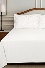 Cloud White T-400 Embroidered Bed Sheet Set