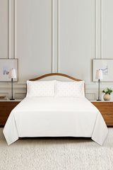 Cloud White T-400 Embroidered Bed Sheet Set