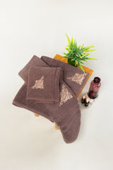 Cocoa Combed 3Pc Embroidered towel set
