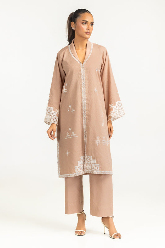 Cotton Jacquard Embroidered Co-Ord Set IPST-44723-A