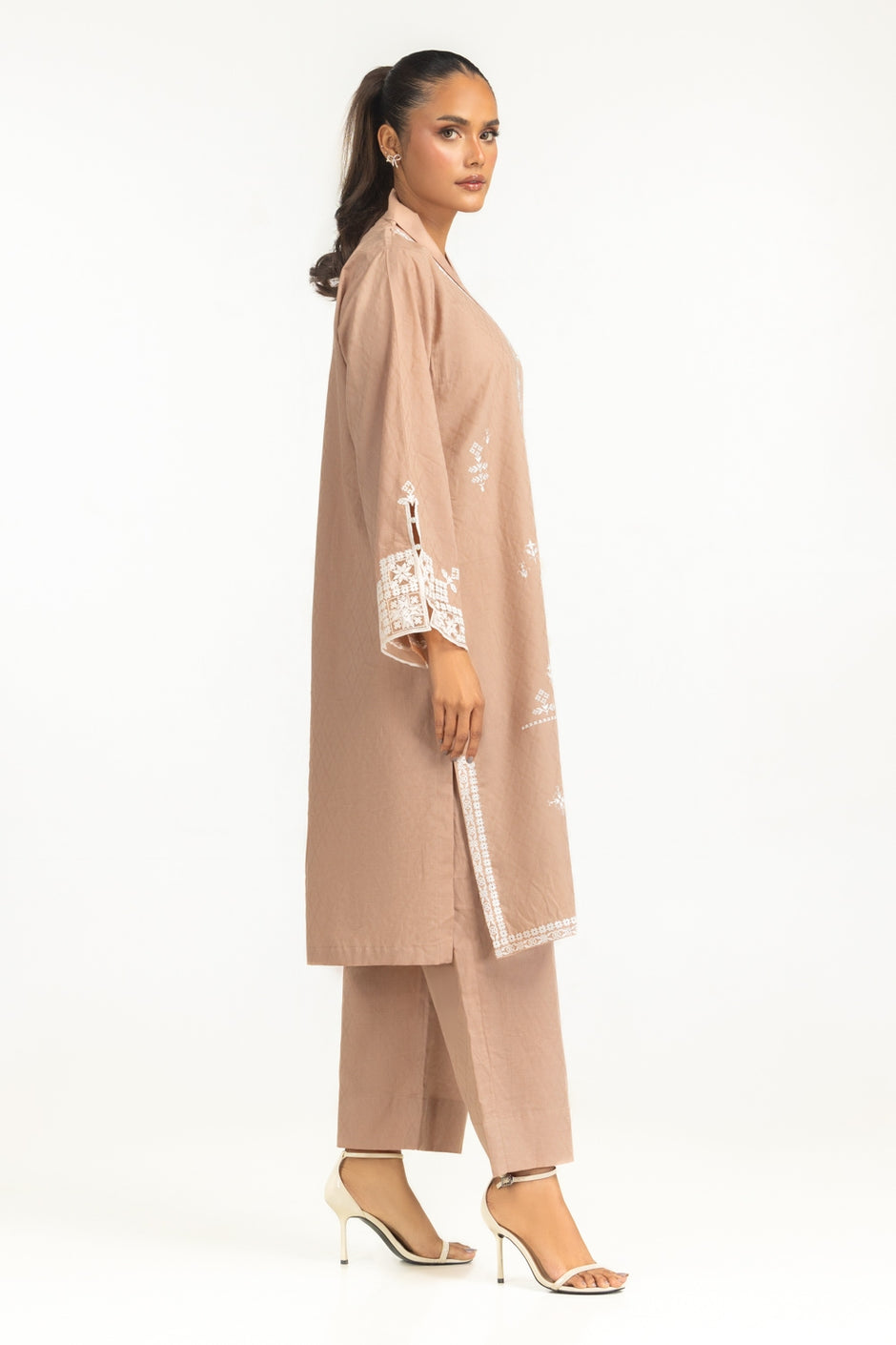 Cotton Jacquard Embroidered Co-Ord Set