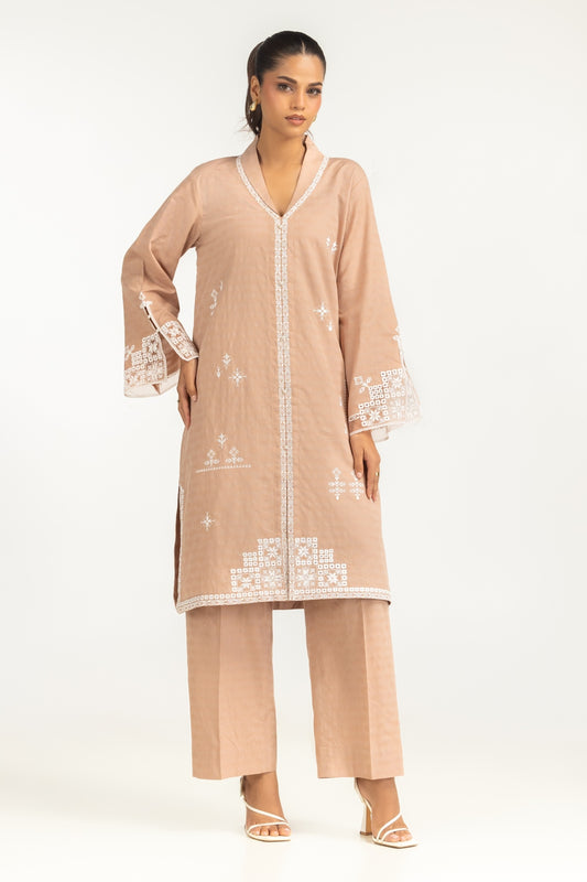Cotton Jacquard Embroidered Co-Ord Set IPST-44723-B