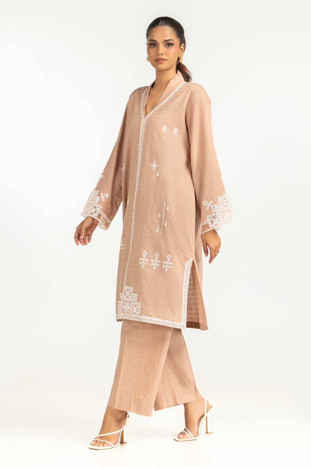 Cotton Jacquard Embroidered Co-Ord Set IPST-44723-B