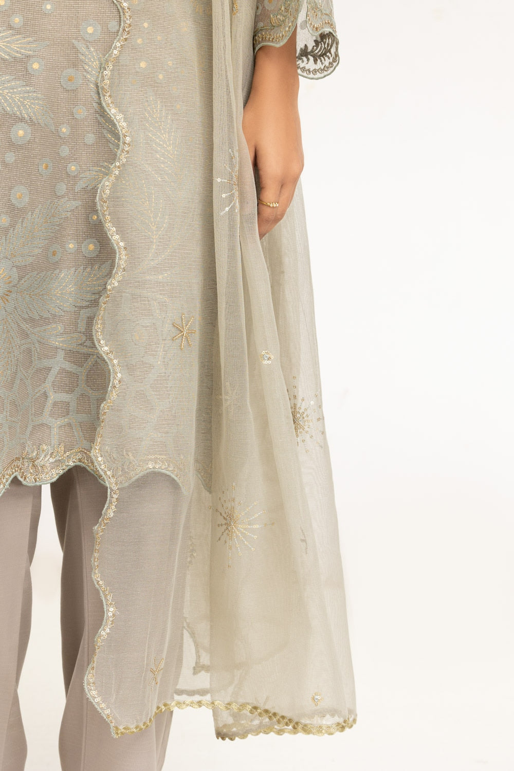 Cotton Net Embroidered Dupatta