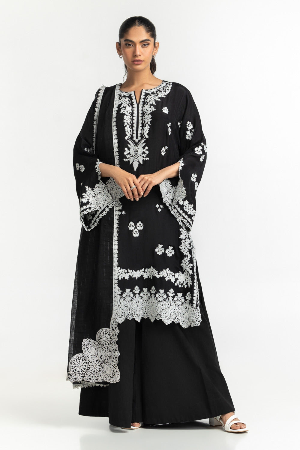 Cotton Net Sequins Embroidered Dupatta IPD-44648