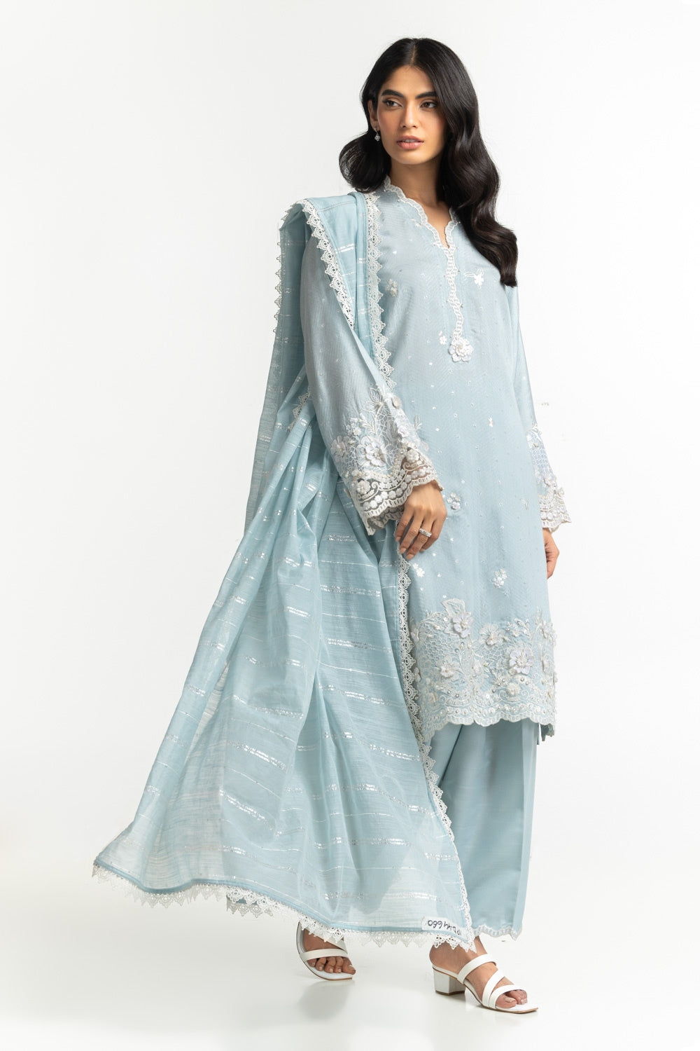 Cotton Sequins yarn-dyed Dupatta IPD-44660