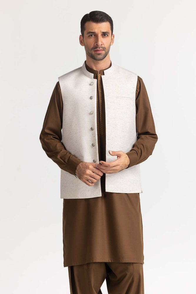 Cream Basic Waist Coat