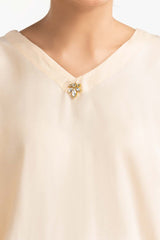 Cream Blended Casual Shirt 231-217-048