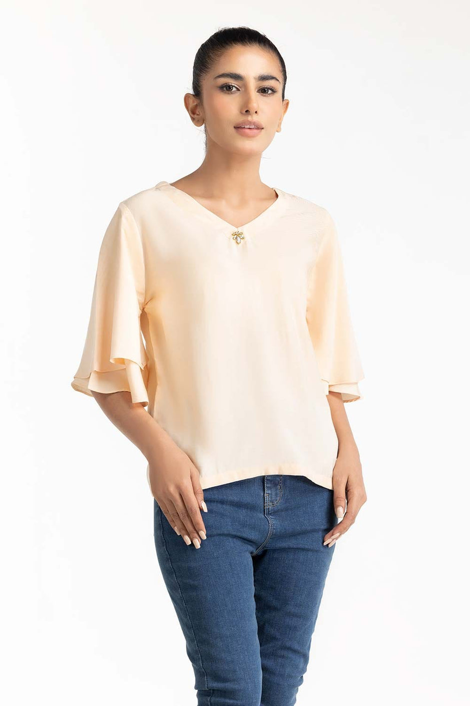Cream Blended Casual Shirt