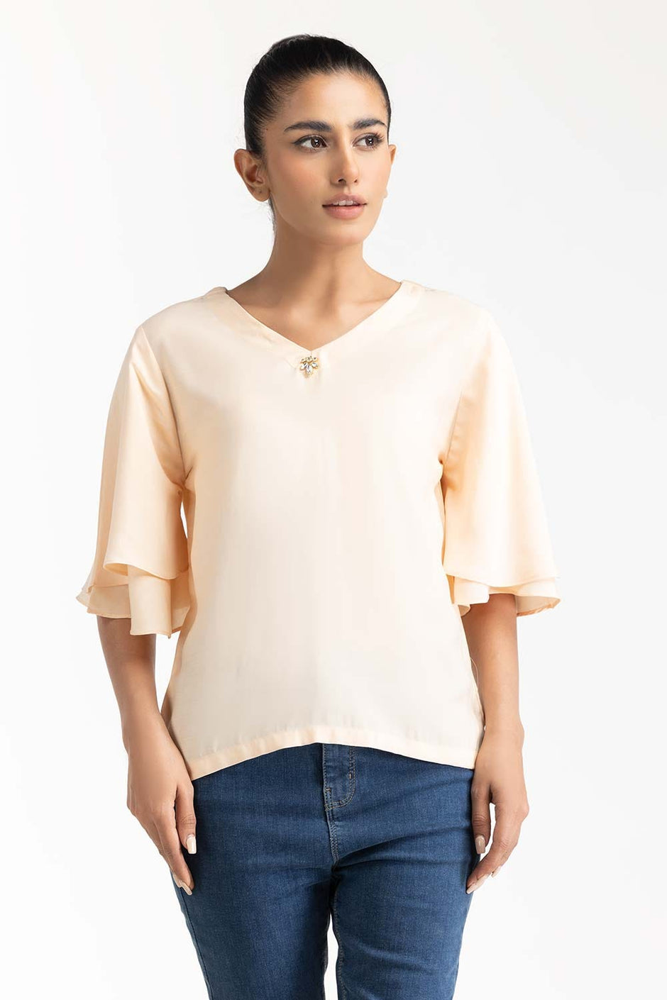 Cream Blended Casual Shirt