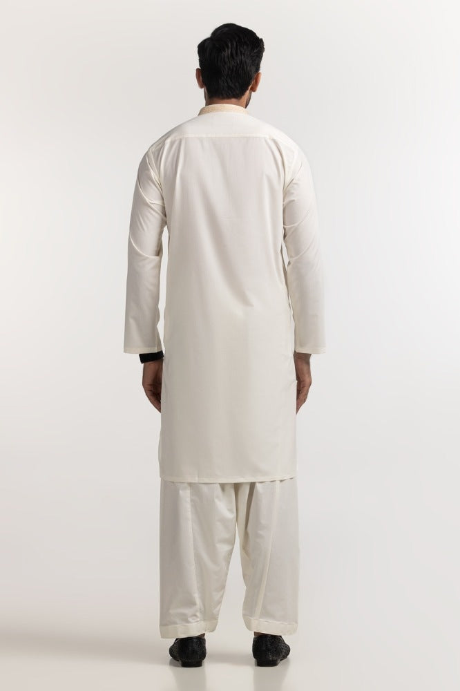 Cream Embroidered Suit