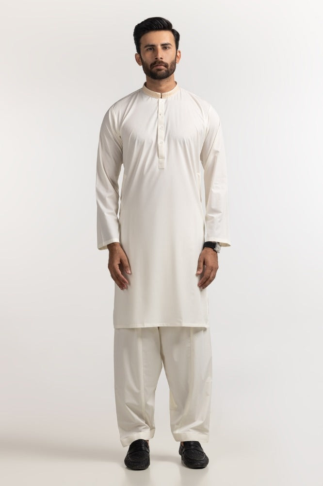 Cream Embroidered Suit