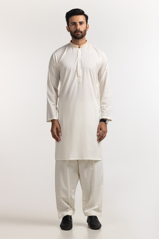 Cream Embroidered Suit