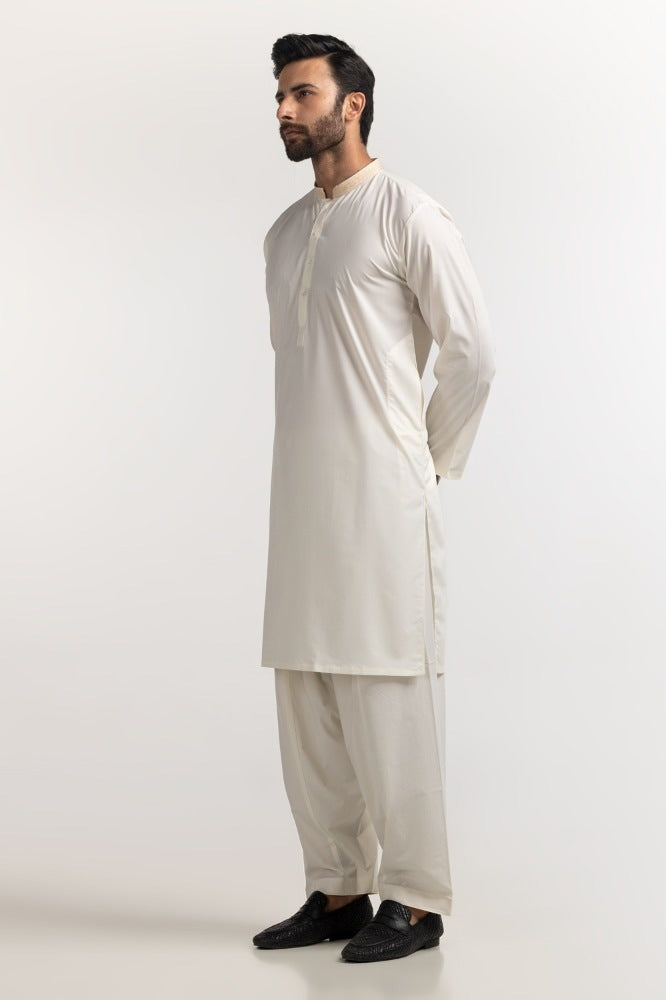 Cream Embroidered Suit