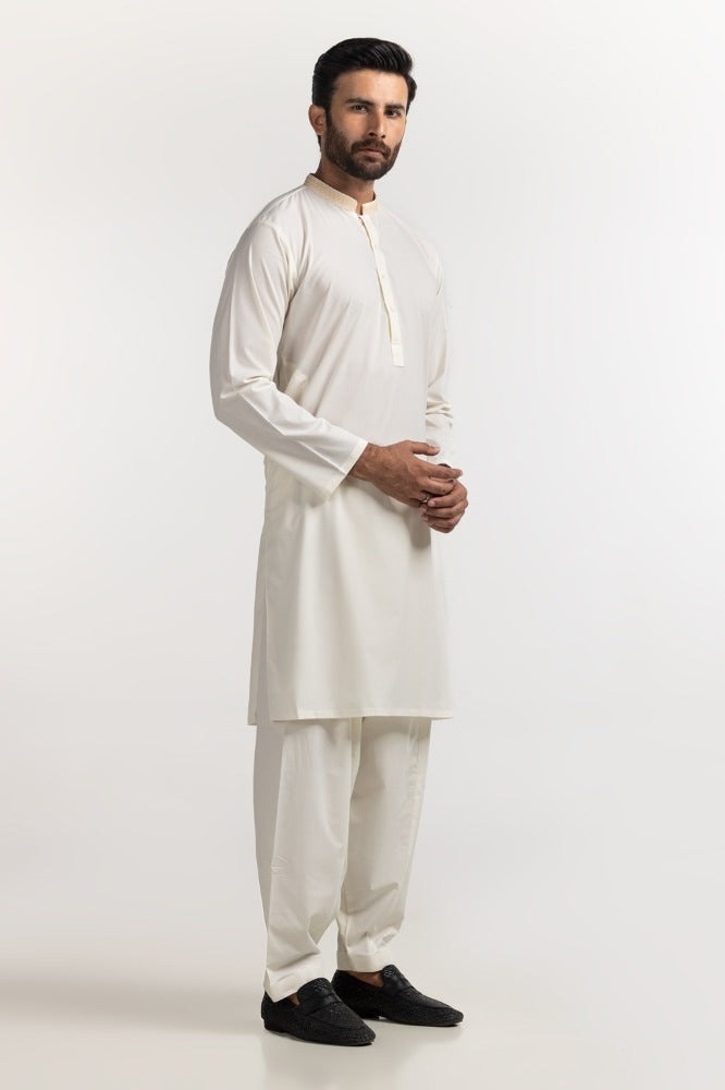 Cream Embroidered Suit