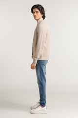 Cream Fashion Knitted Zipper MN-KNZ-WS23-002