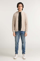 Cream Fashion Knitted Zipper MN-KNZ-WS23-002