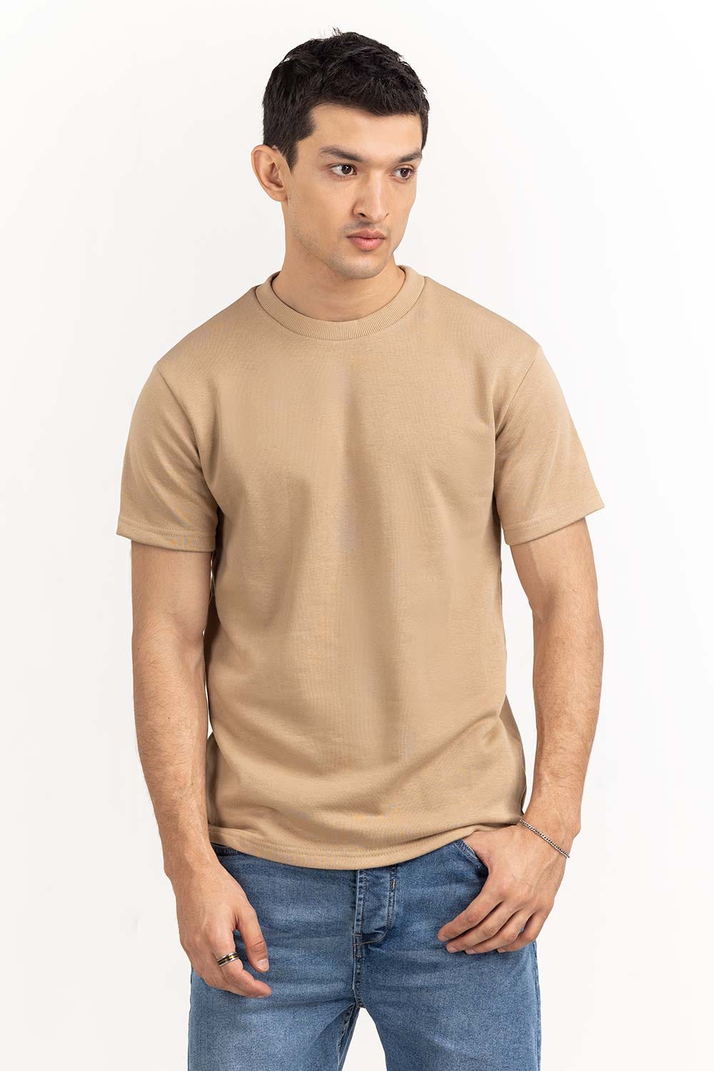 Cream Knit Regular T-shirt 224-113-014