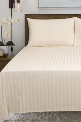 Cream Strip Satin T-250 Bedsheet set