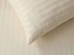 Cream Stripe Satin T-250 Bed Sheet Set 24