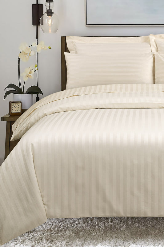 Cream Strip Satin T-250 Quilt Cover set