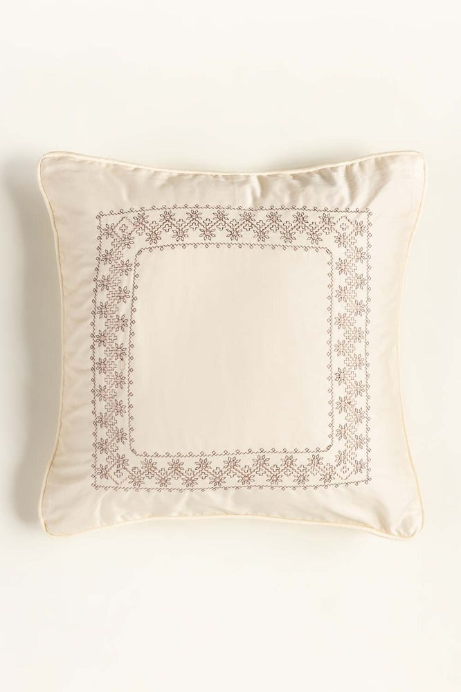 Cream T-400 Embroidery Square Cushion Cover